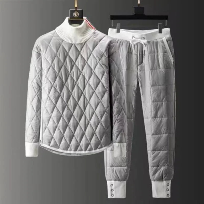 Damen Zweiteiler Rollkragen Stepp Set Regular Fit Minimalistisch Gepolstert Langarm Winter
