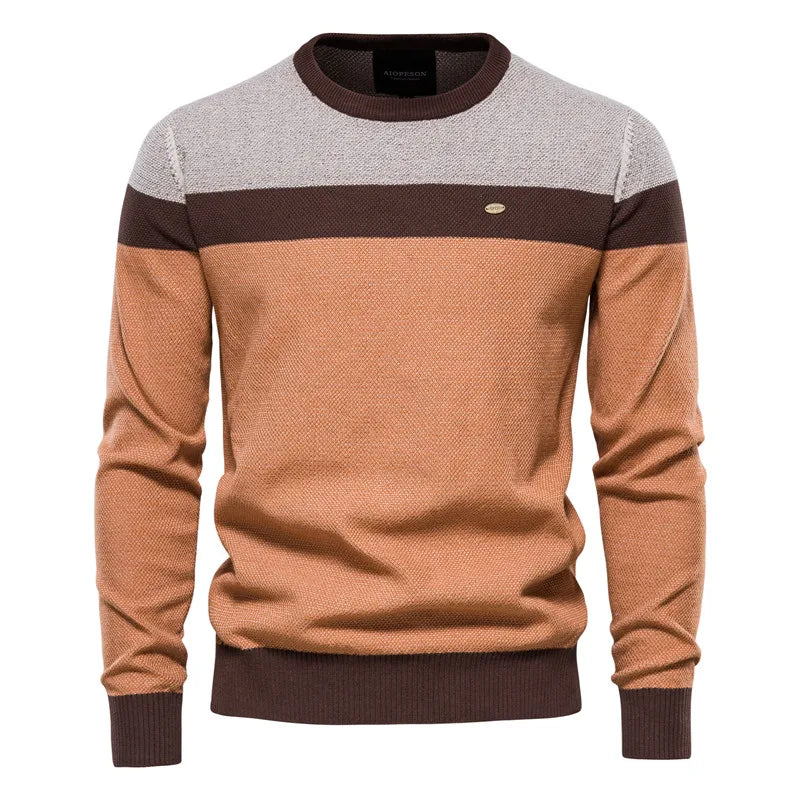 Herren Strickpullover Rundhals Slim Fit elastisch bequem atmungsaktiv Langarm