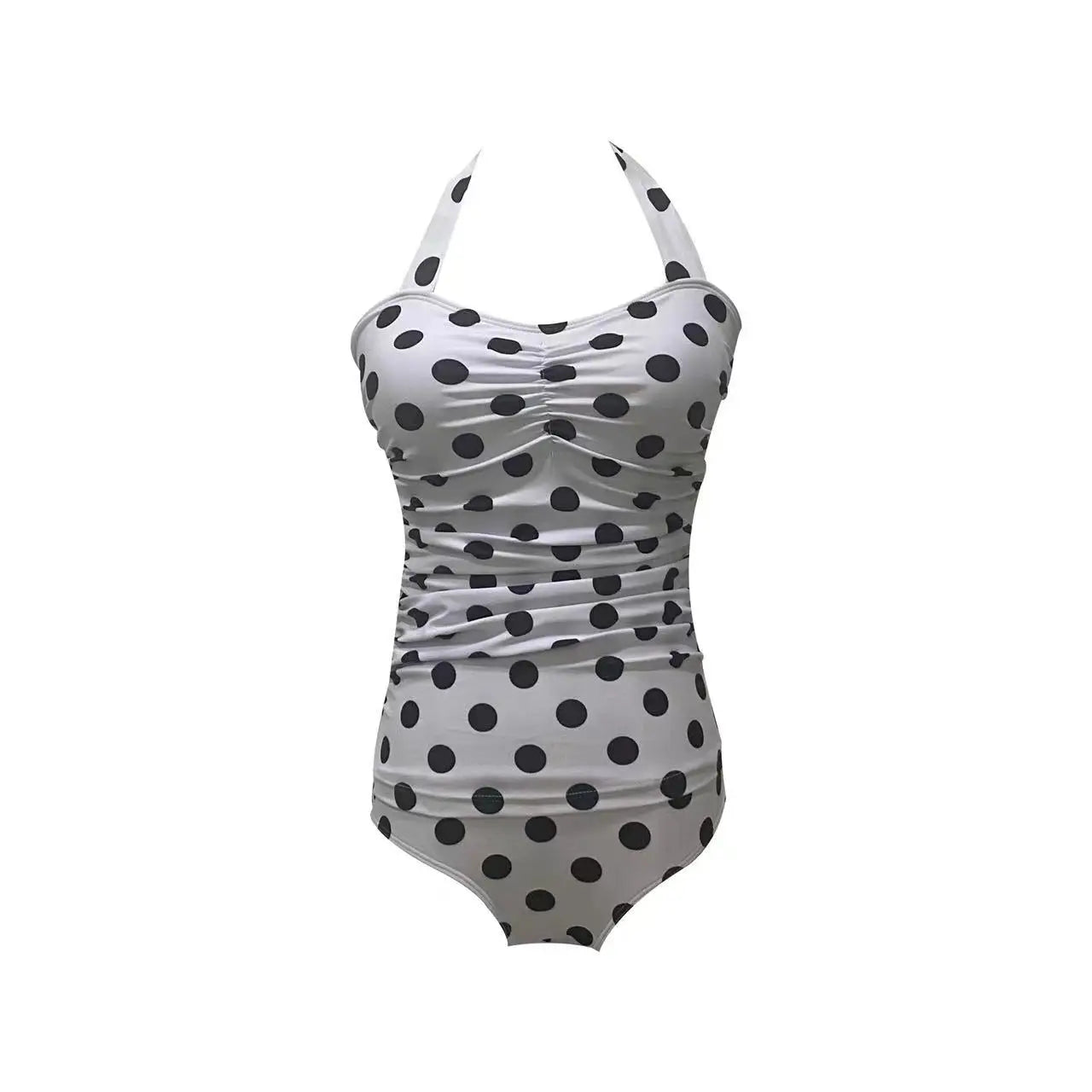 Damen Plus-Size Badeanzug Retro Punkte Einteilig Monokini Bademode
