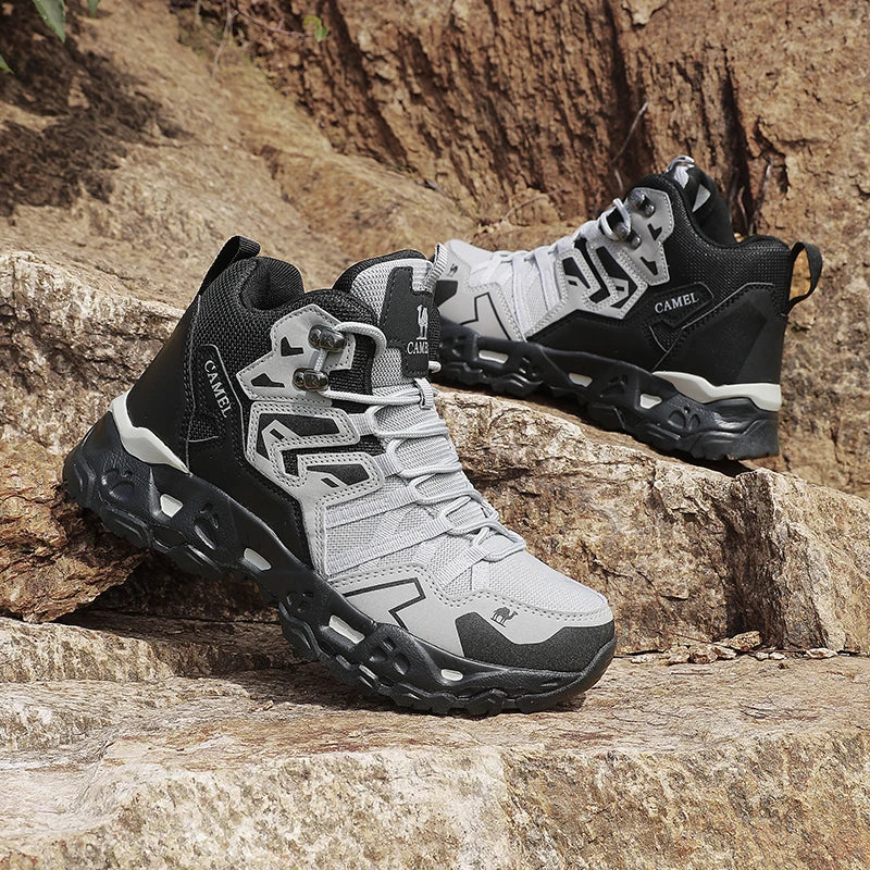 Herren Wanderschuhe Grau rutschfest knöchelhoch Outdoor Trekkingstiefel für Hiking und Gelände