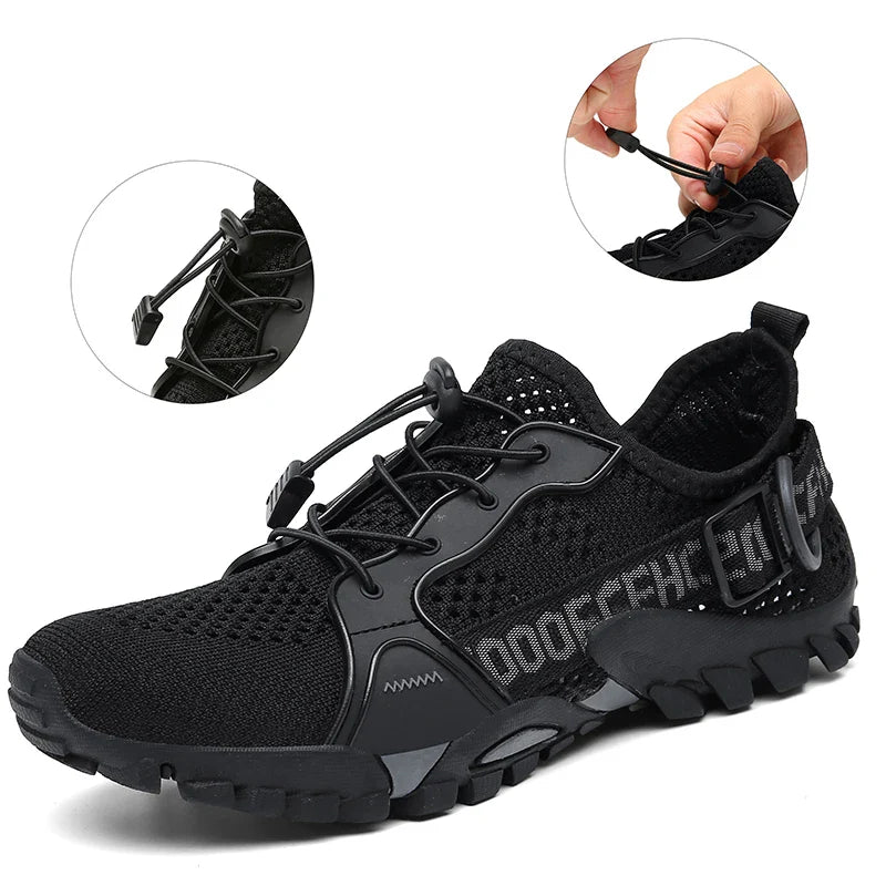 Damen Outdoorschuhe schwarz oliv mit Profilsohle und Schnellschnürung