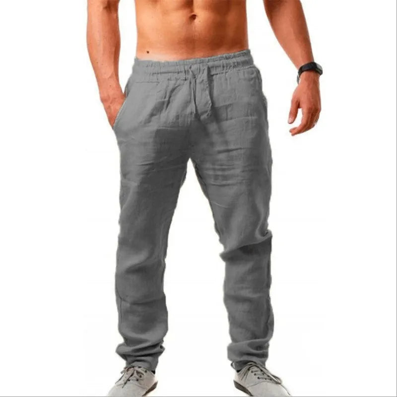 Herren Strickhose mit elastischer Taille leichte Freizeithose Frühling Sommer