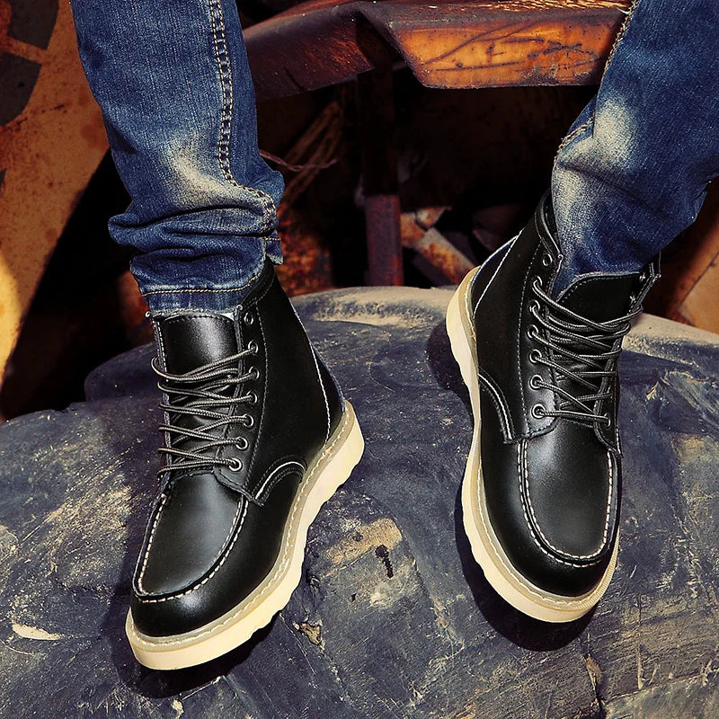 Herren Retro Stiefel gefüttert warm knöchelhoch komfortabel rutschfeste Sohle
