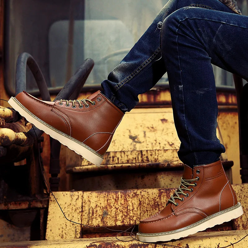 Herren Retro Stiefel gefüttert warm knöchelhoch komfortabel rutschfeste Sohle