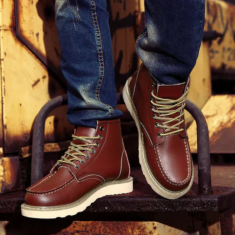Herren Retro Stiefel gefüttert warm knöchelhoch komfortabel rutschfeste Sohle