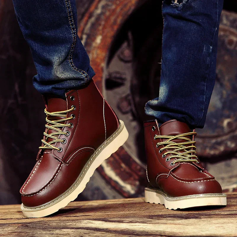 Herren Retro Stiefel gefüttert warm knöchelhoch komfortabel rutschfeste Sohle