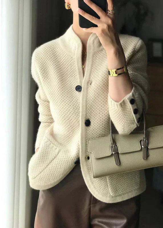Damen Strickjacke Regular Fit Wollmischung Knöpfe Weich Warm Alltag Büro Freizeit Herbst Winter
