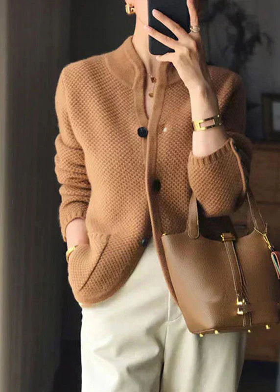 Damen Strickjacke Regular Fit Wollmischung Knöpfe Weich Warm Alltag Büro Freizeit Herbst Winter