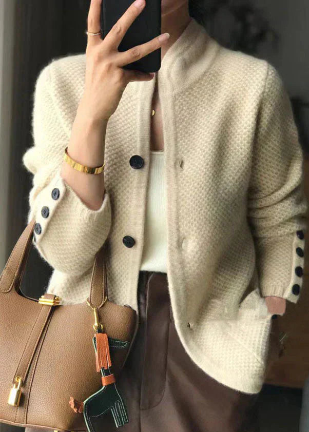 Damen Strickjacke Regular Fit Wollmischung Knöpfe Weich Warm Alltag Büro Freizeit Herbst Winter