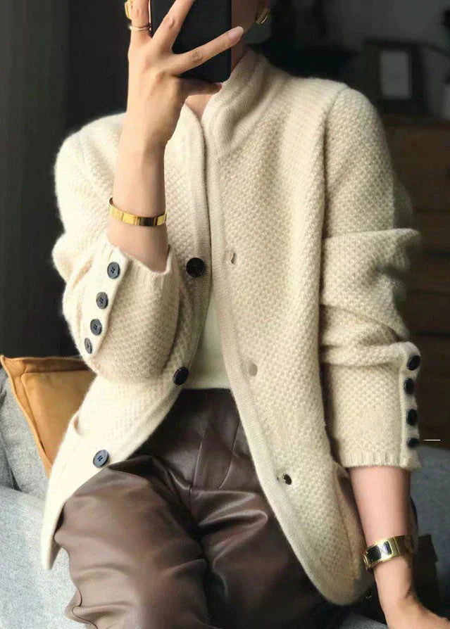 Damen Strickjacke Regular Fit Wollmischung Knöpfe Weich Warm Alltag Büro Freizeit Herbst Winter