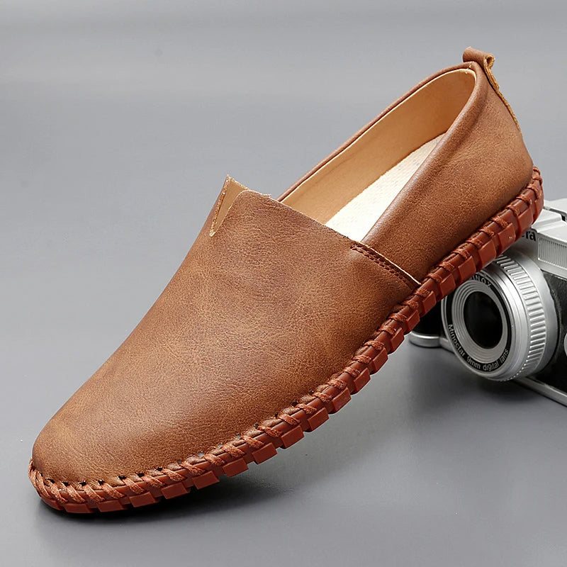 Herren Slipper Leder elegant klassisch bequem Slip-On Business Casual Schuhe