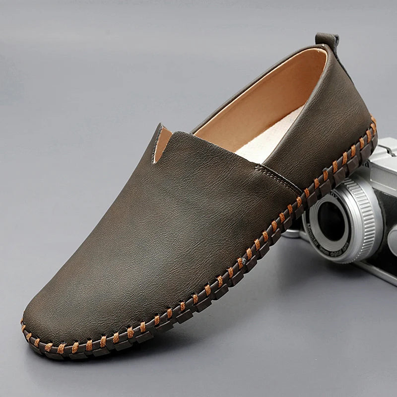 Herren Slipper Leder elegant klassisch bequem Slip-On Business Casual Schuhe