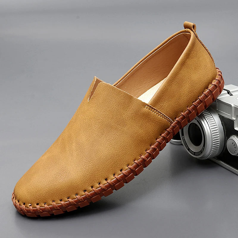 Herren Slipper Leder elegant klassisch bequem Slip-On Business Casual Schuhe