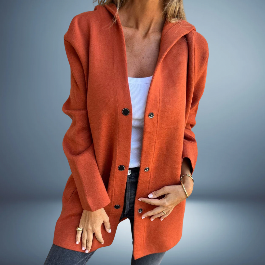Damen Kapuzenjacke Langarm Knopfleiste Lockerer Schnitt Freizeit Alltag Jacke