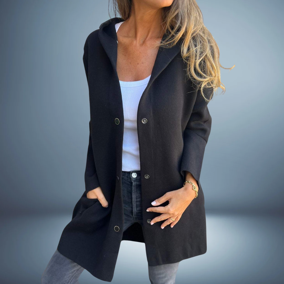 Damen Kapuzenjacke Langarm Knopfleiste Lockerer Schnitt Freizeit Alltag Jacke