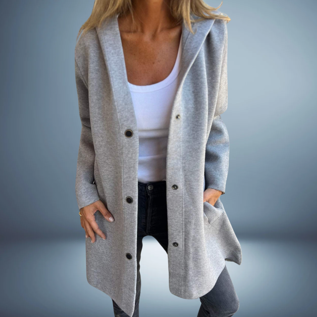 Damen Kapuzenjacke Langarm Knopfleiste Lockerer Schnitt Freizeit Alltag Jacke