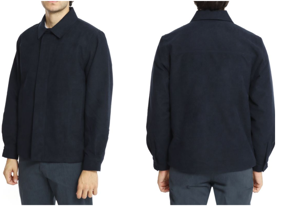 Herren Cordjacke blau Hemdkragen Knopfleiste Regular Fit gefüttert Übergangs Winterjacke