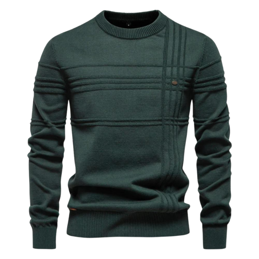 Herren Strickpullover karierter Rundhalsausschnitt