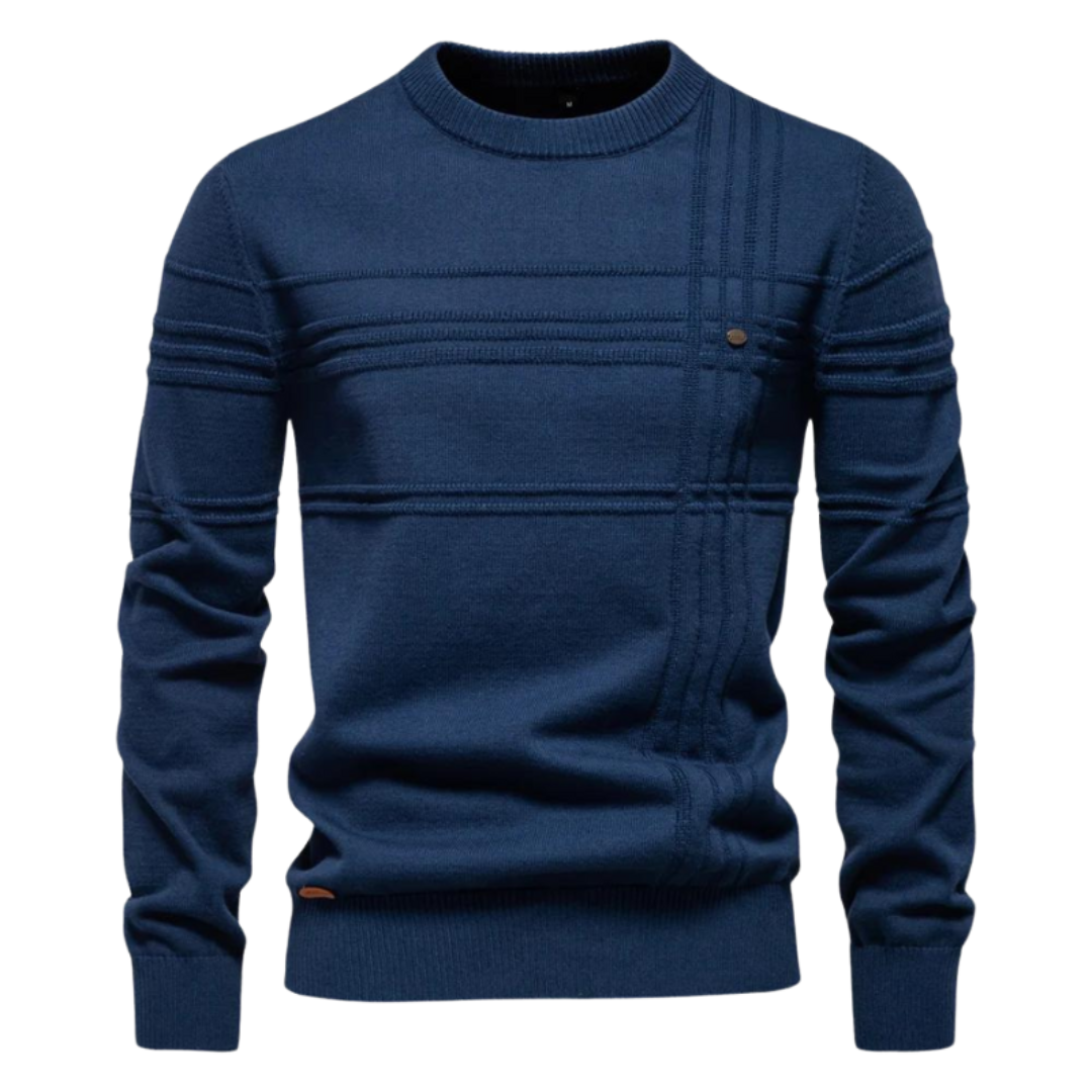 Herren Strickpullover karierter Rundhalsausschnitt