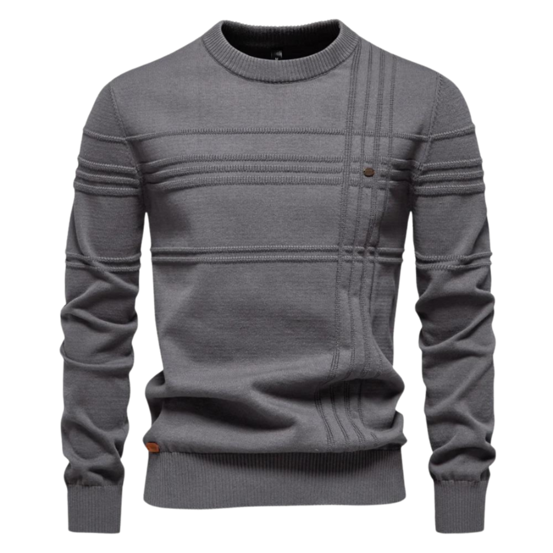 Herren Strickpullover karierter Rundhalsausschnitt