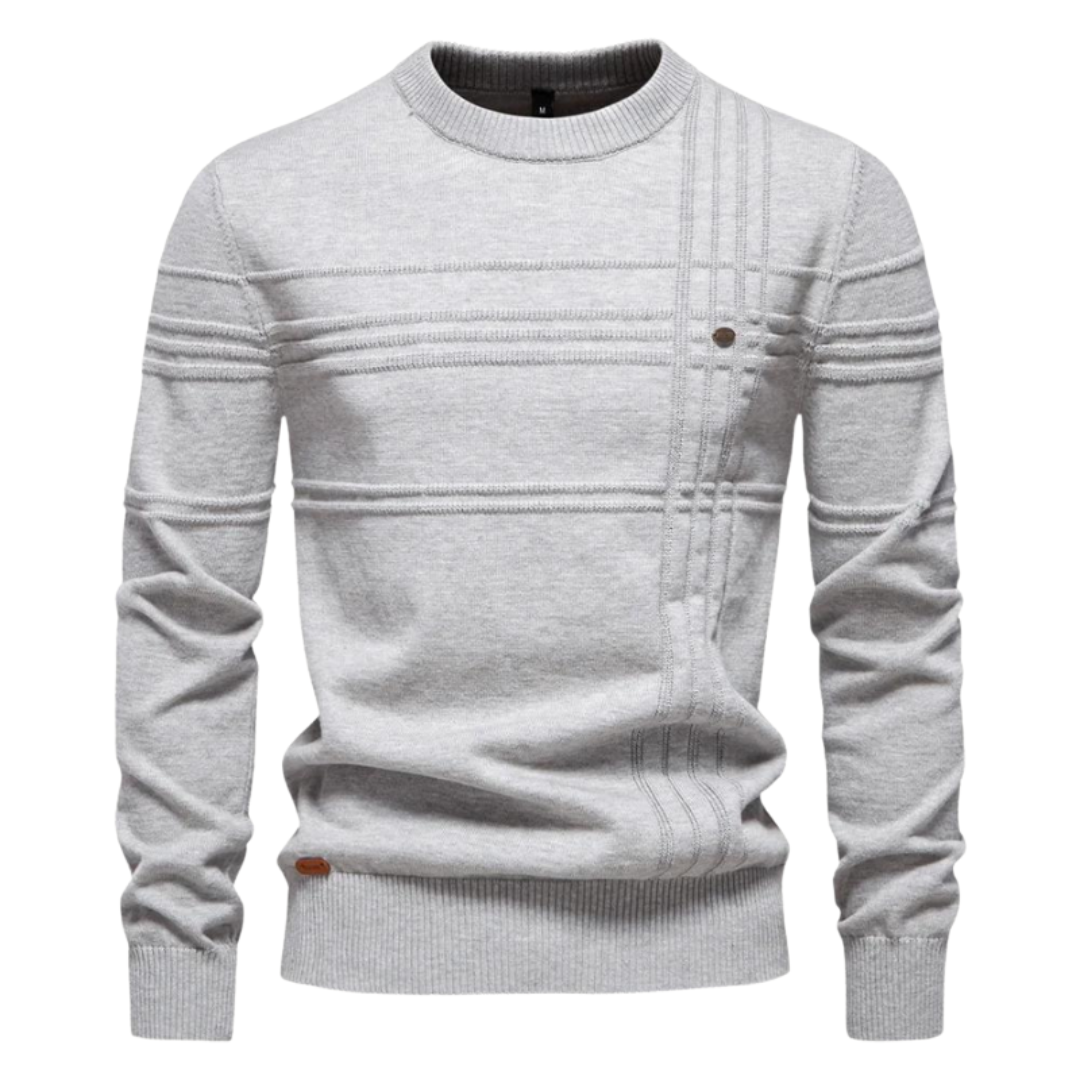 Herren Strickpullover karierter Rundhalsausschnitt