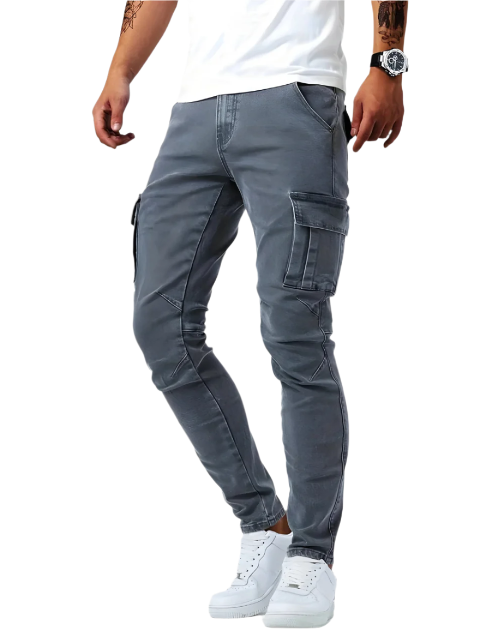 Herren Cargohose Slim Fit Baumwolle Stretch bequeme Taschen