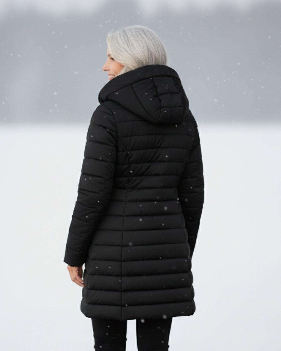 Damen Wintermantel Lang A Linie Gesteppt Kapuze Wasserabweisend Elegant