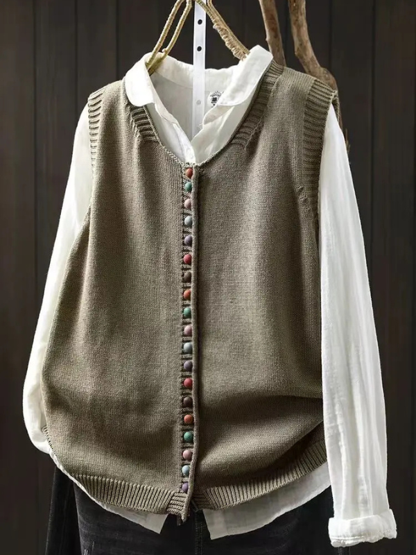 Damen Cardigan Strickjacke Rundhals Knopfleiste Lockerer Schnitt Casual Elegant