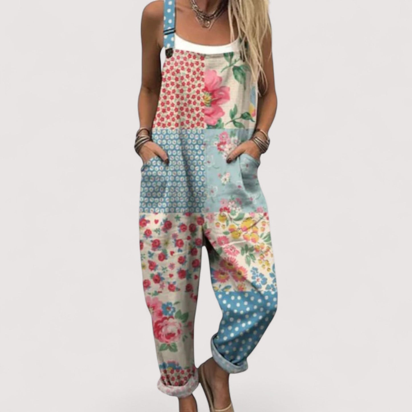 Damen Jumpsuit weit geschnitten, weites Bein, lockere Passform, Taschen, leicht
