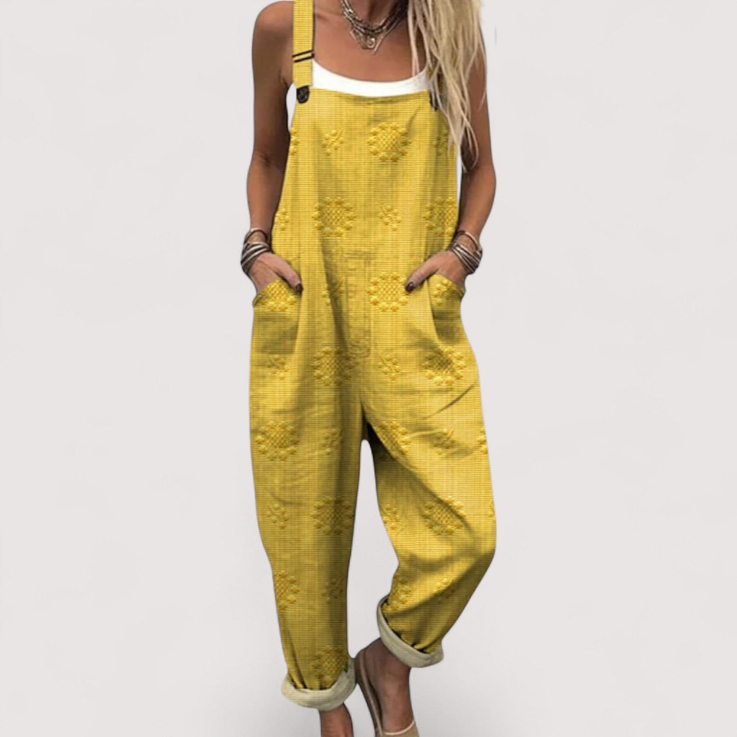 Damen Jumpsuit weit geschnitten, weites Bein, lockere Passform, Taschen, leicht