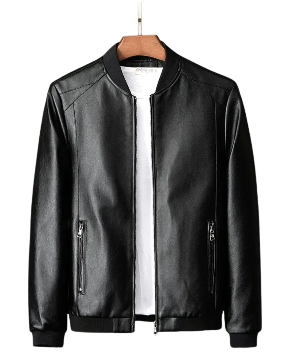 Herren Biker Lederjacke Schwarz Slim Fit Reißverschluss Klassisch