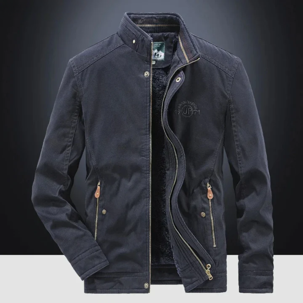 Herren Freizeitjacke Stehkragen Reißverschluss Fleece Innenfutter Regular Fit Winter Übergangsjacke