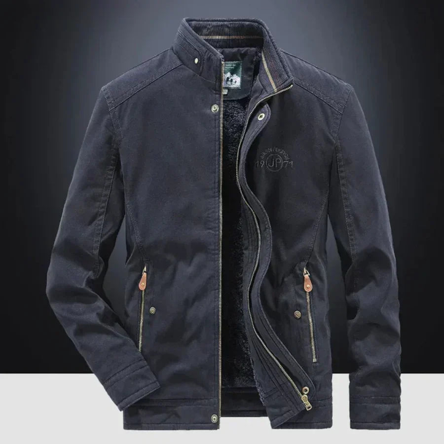 Herren Bomberjacke Reißverschluss einfarbig gepolstert warm Freizeitjacke