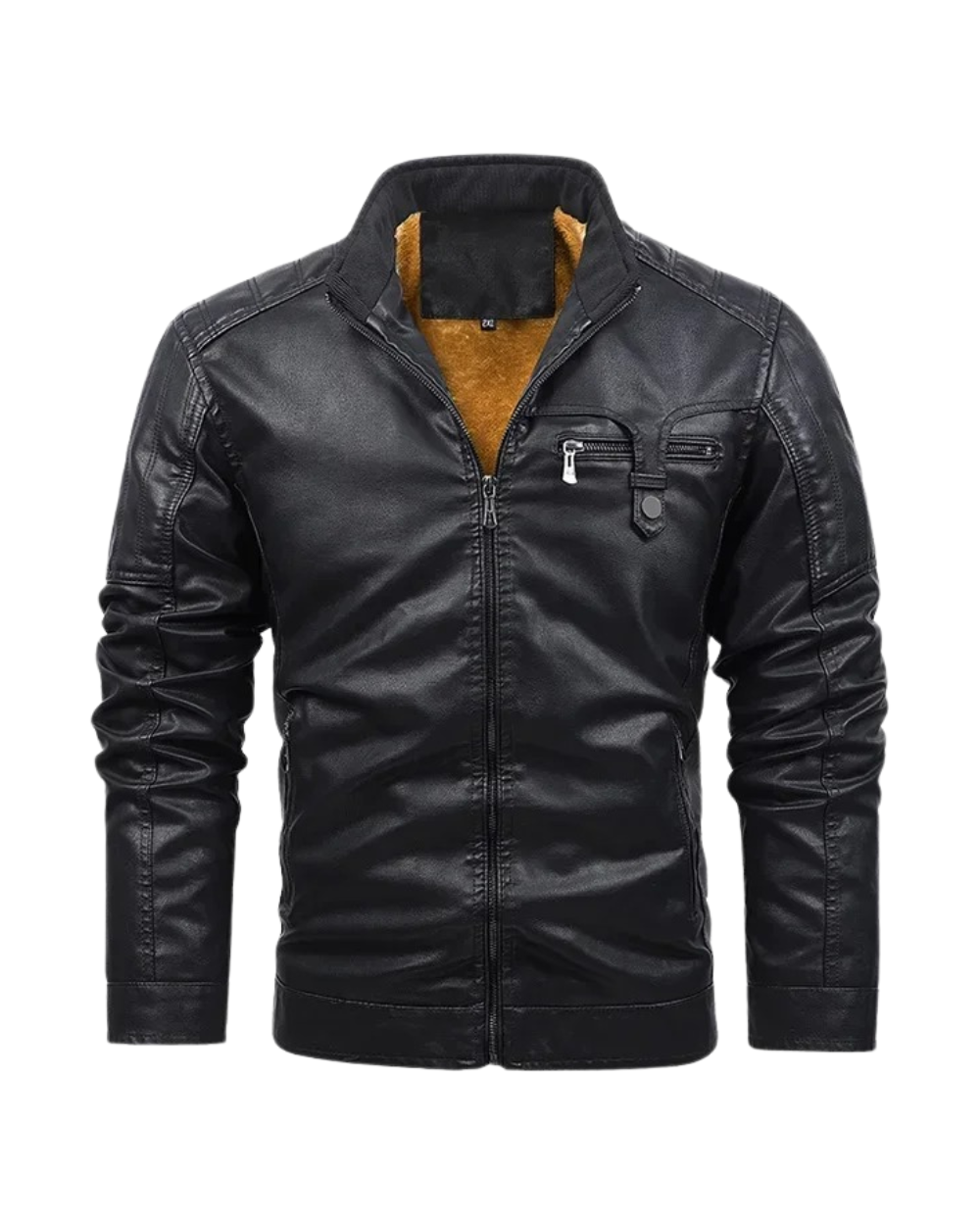 Herren Lederjacke Schwarz Retro Slim Fit Gefüttert Reißverschluss