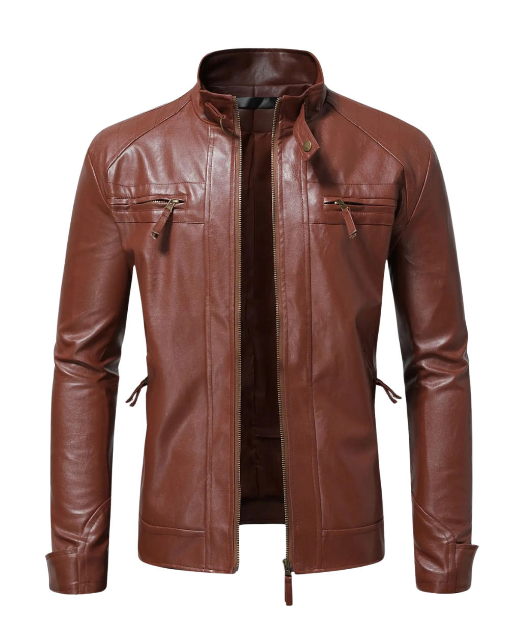 Herren Lederjacke Slim Fit Regular Klassisch Elegant Übergangsjacke Freizeit Abend