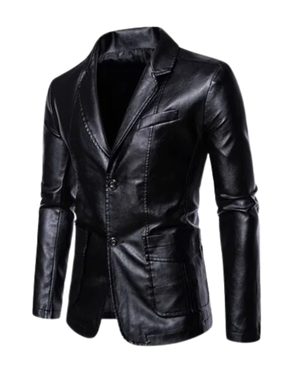 Herren Lederjacke Schwarz Slim Fit Business Casual Reißverschluss Klassisch