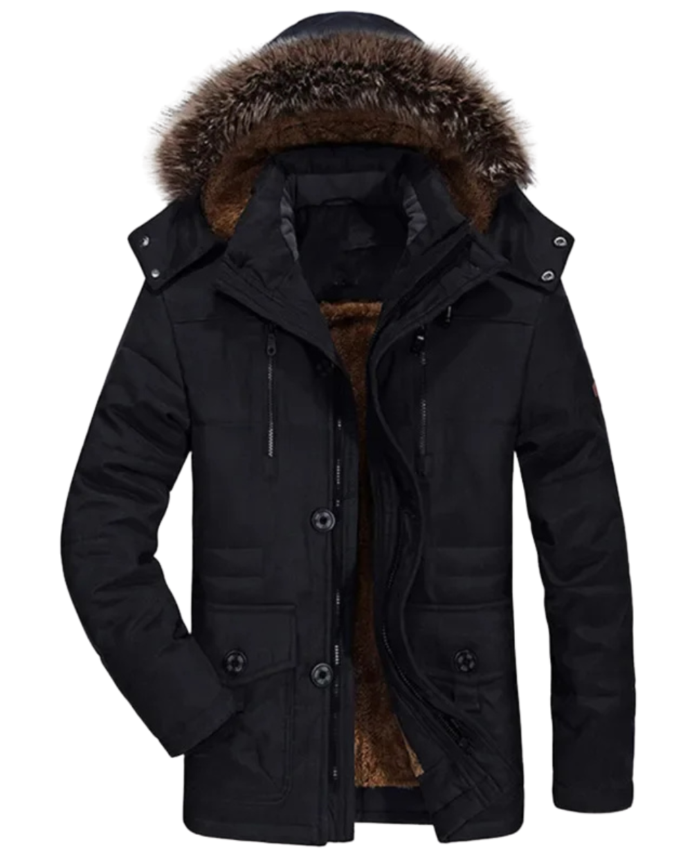Herren Winterjacke Kapuze Regular Fit Baumwollmix Warm Atmungsaktiv Übergangs- &amp; Outdoorjacke
