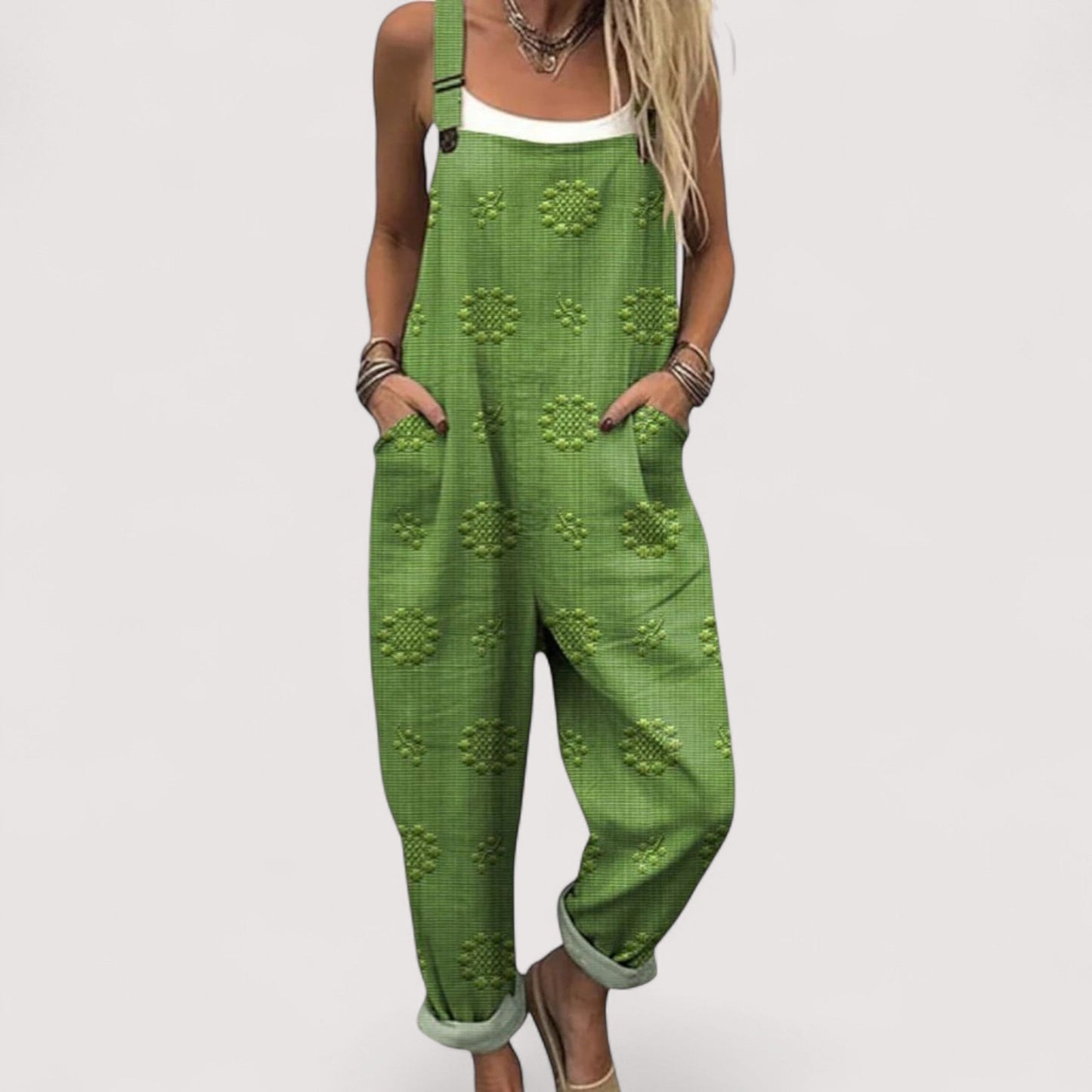 Damen Jumpsuit weit geschnitten, weites Bein, lockere Passform, Taschen, leicht