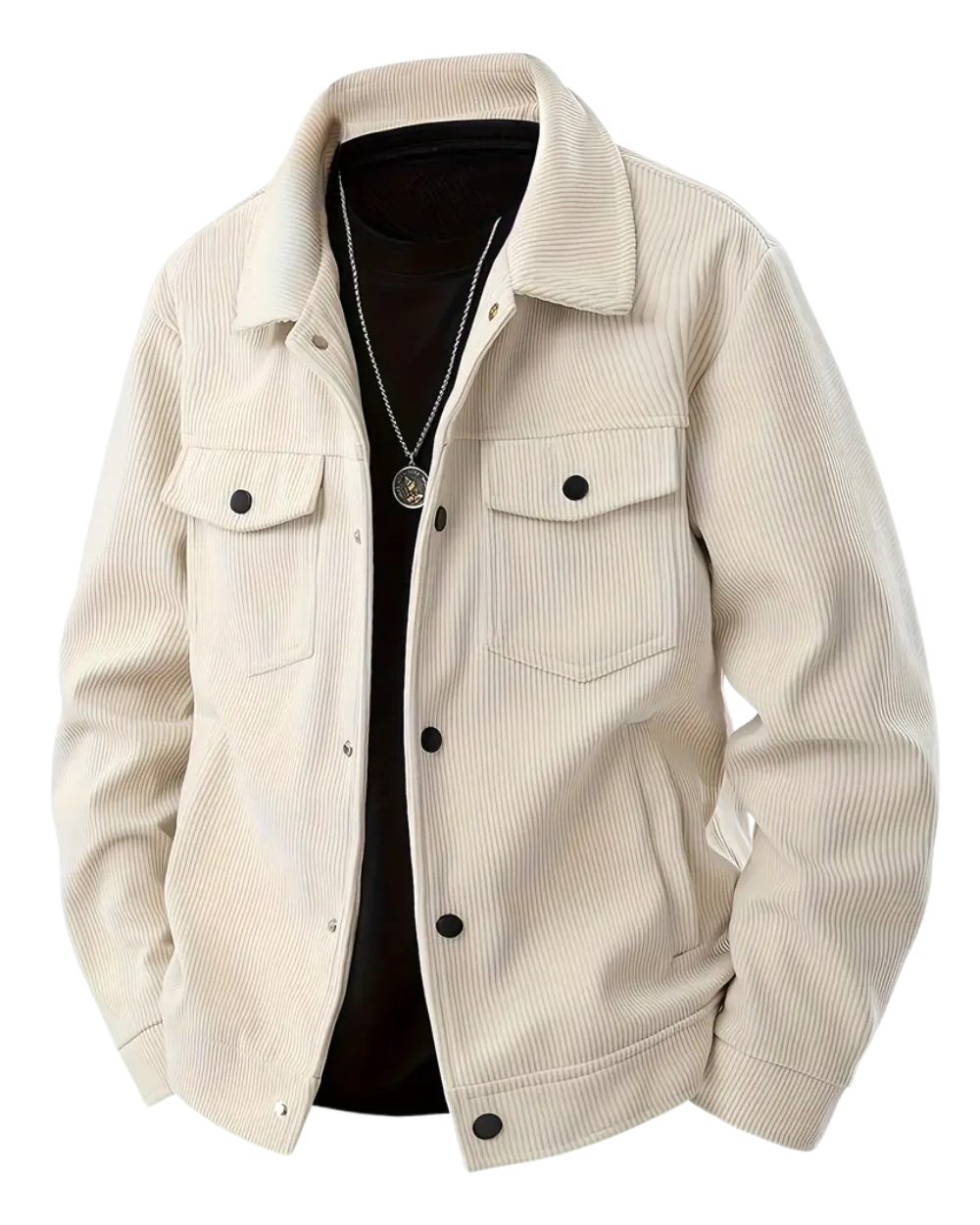 Herren Cordjacke Regular Fit Elegant Strukturierter Cord Freizeit Büro Alltag Herbst Übergang Klassisch