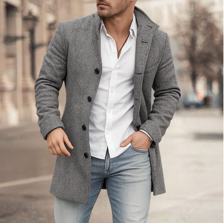 Herren Jacke Regular Fit Kariert Knopfverschluss Warm Übergang Alltag Casual Business Elegant