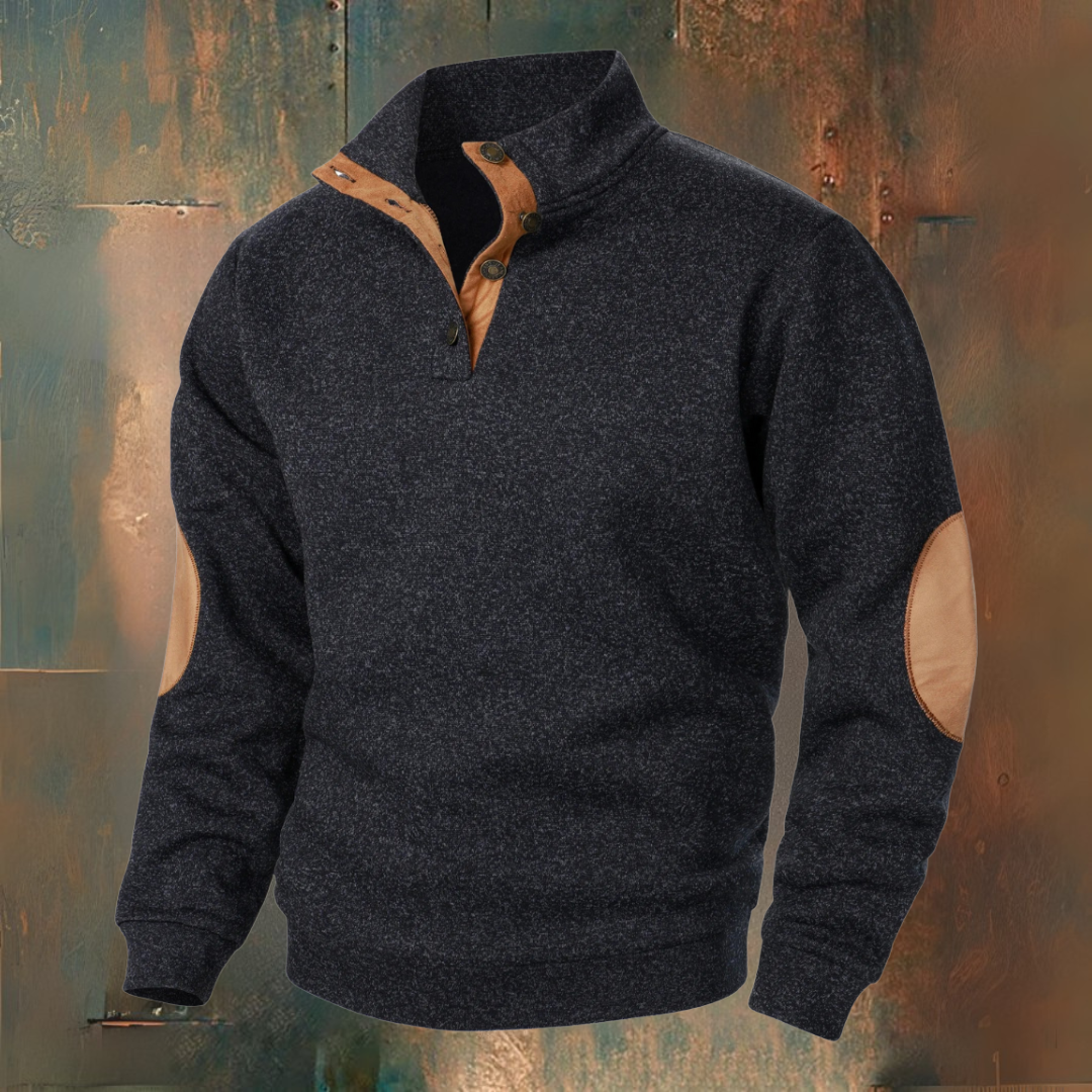 Herren Strickpullover Stehkragen Knopfleiste Langarm bequem elegant