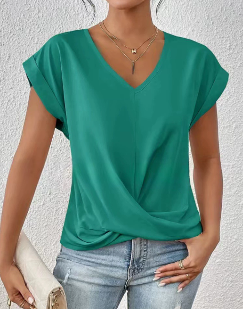 Damen T-Shirt Herzausschnitt, elastisch, weich, bequeme Passform
