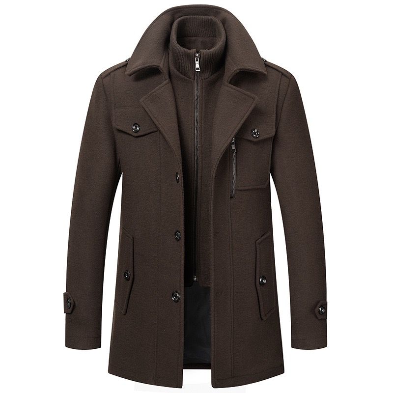 Herren Mantel Regular Fit Zweiteilig Warm Gefüttert Winddicht Elegant Alltag Business Winter