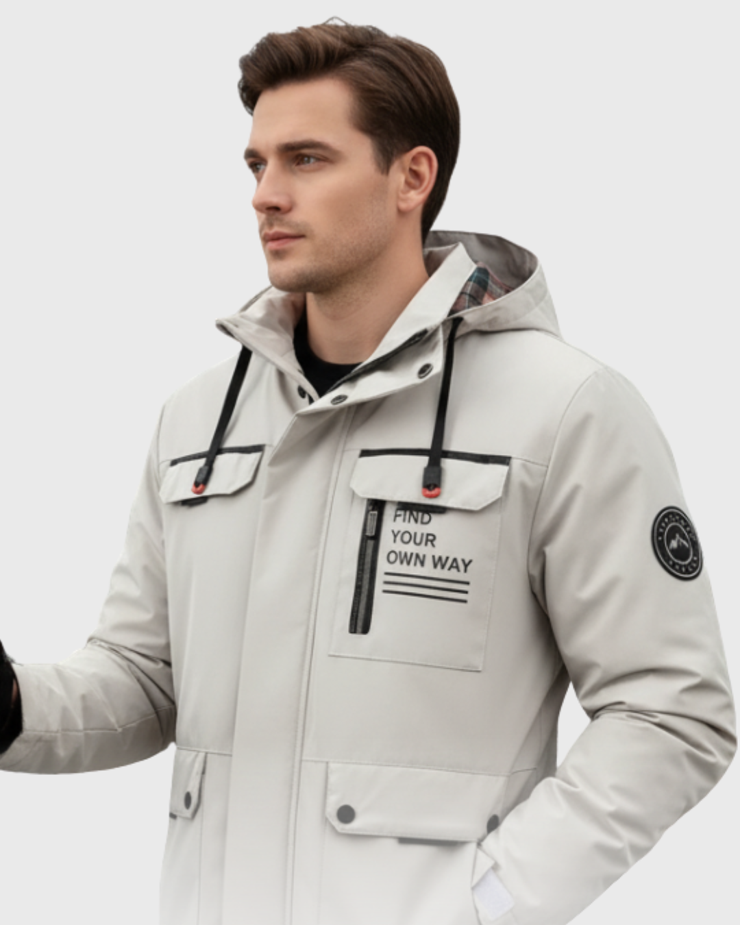 Herren Winterjacke Regular Fit Wasserabweisend Warm Kapuze Abnehmbar Outdoor Alltag Übergang Kalt Wetter