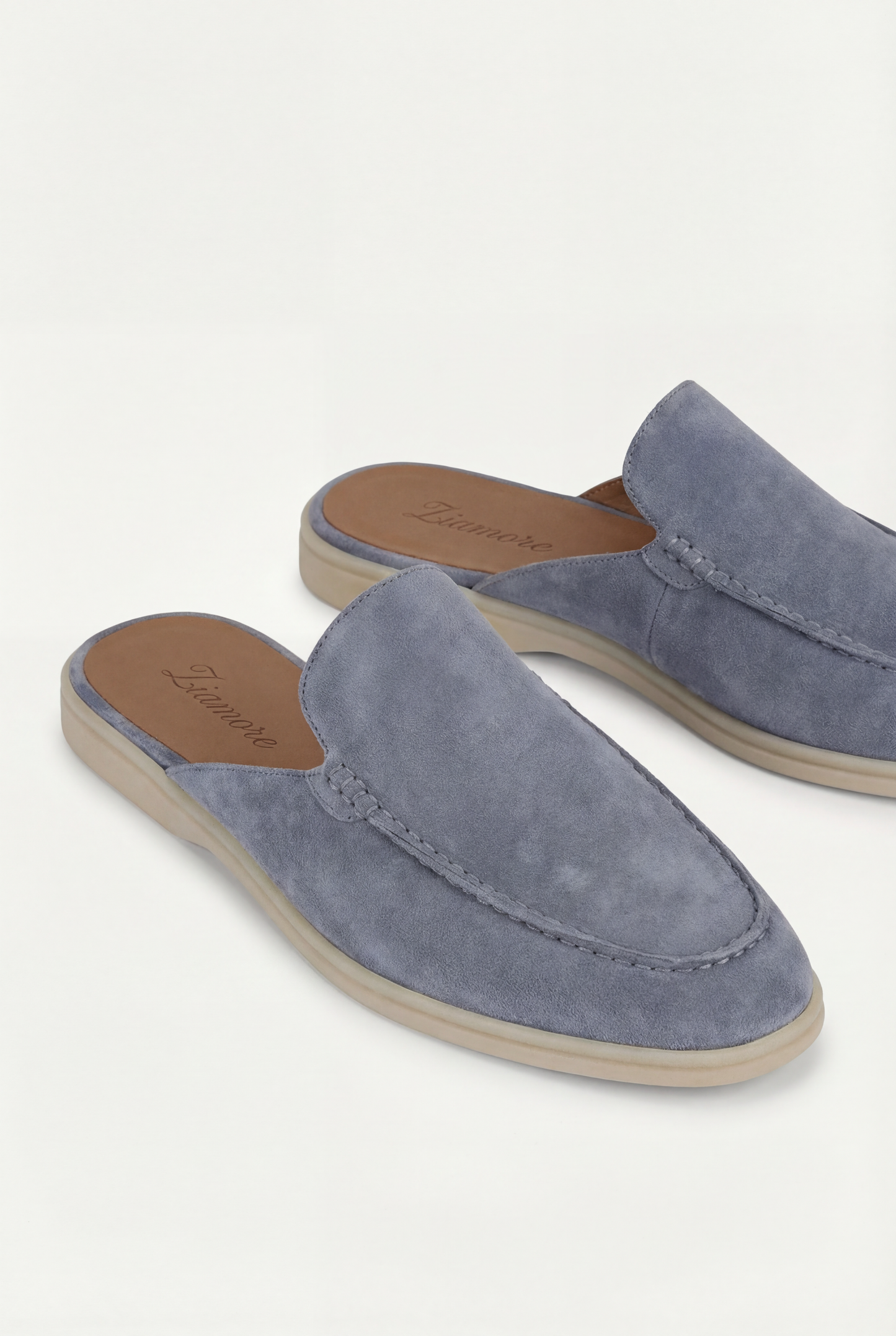 Herren Veloursleder Mule babyblau offen atmungsaktiv mit gepolstertem Komfort
