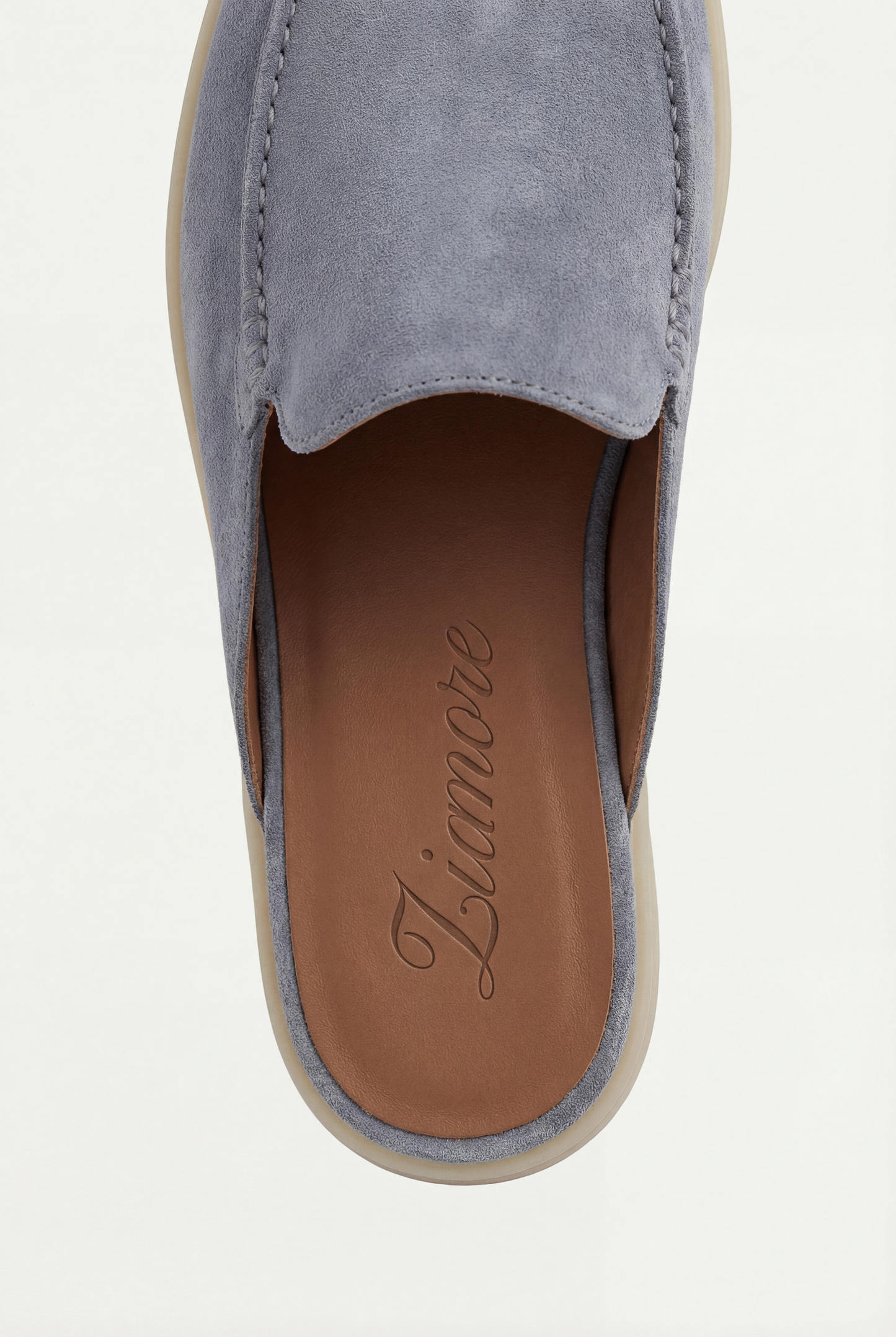 Herren Veloursleder Mule babyblau offen atmungsaktiv mit gepolstertem Komfort