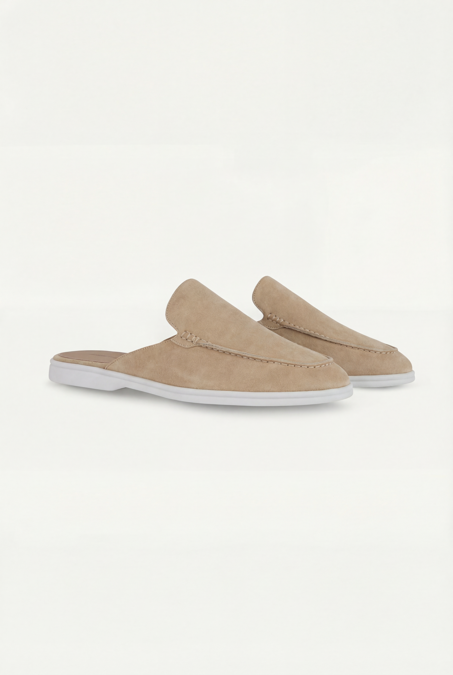Herren Pantoletten Beige Wildleder Offene Ferse Slip-On Schuhe Atmungsaktive Freizeitschuhe