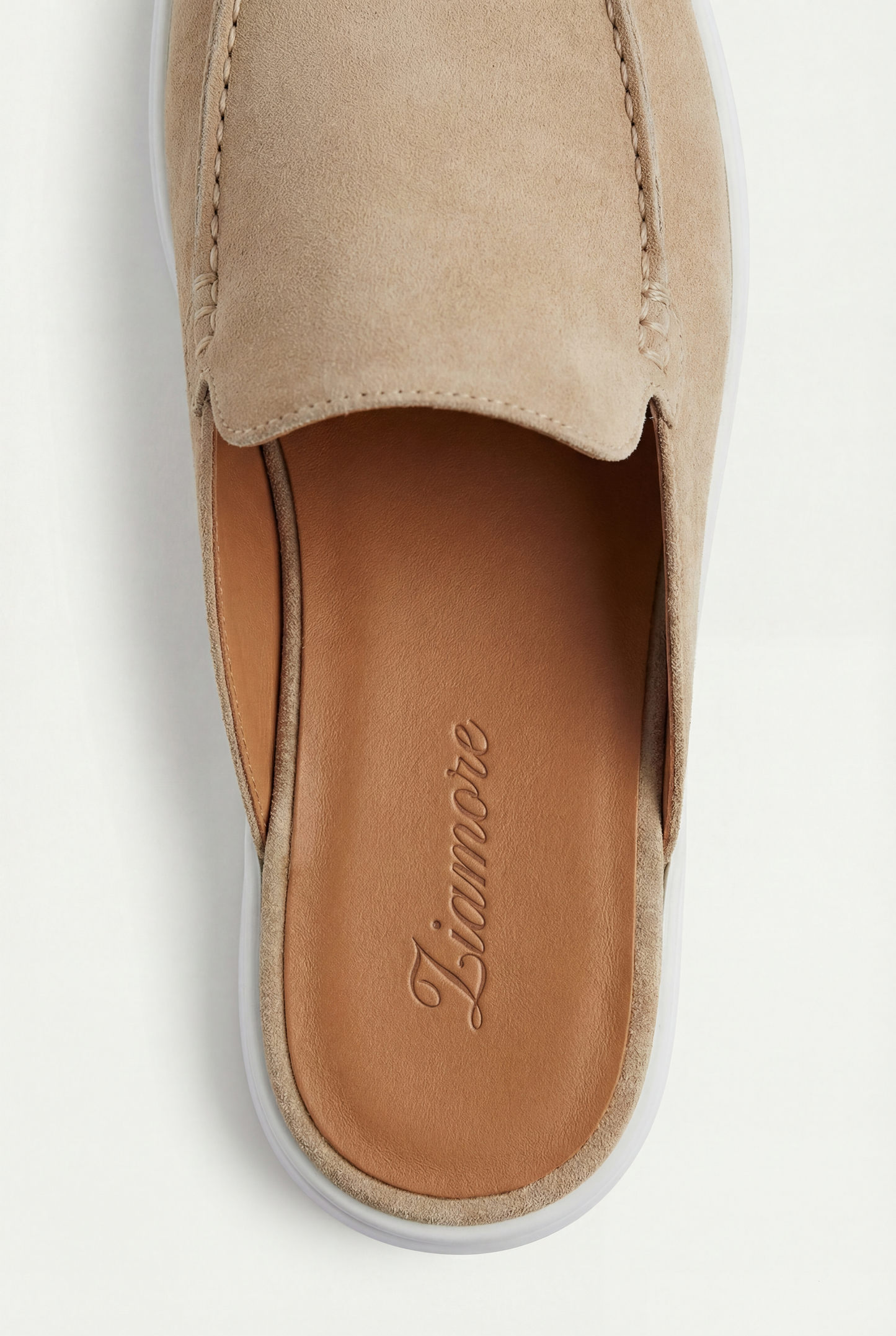 Herren Pantoletten Beige Wildleder Offene Ferse Slip-On Schuhe Atmungsaktive Freizeitschuhe