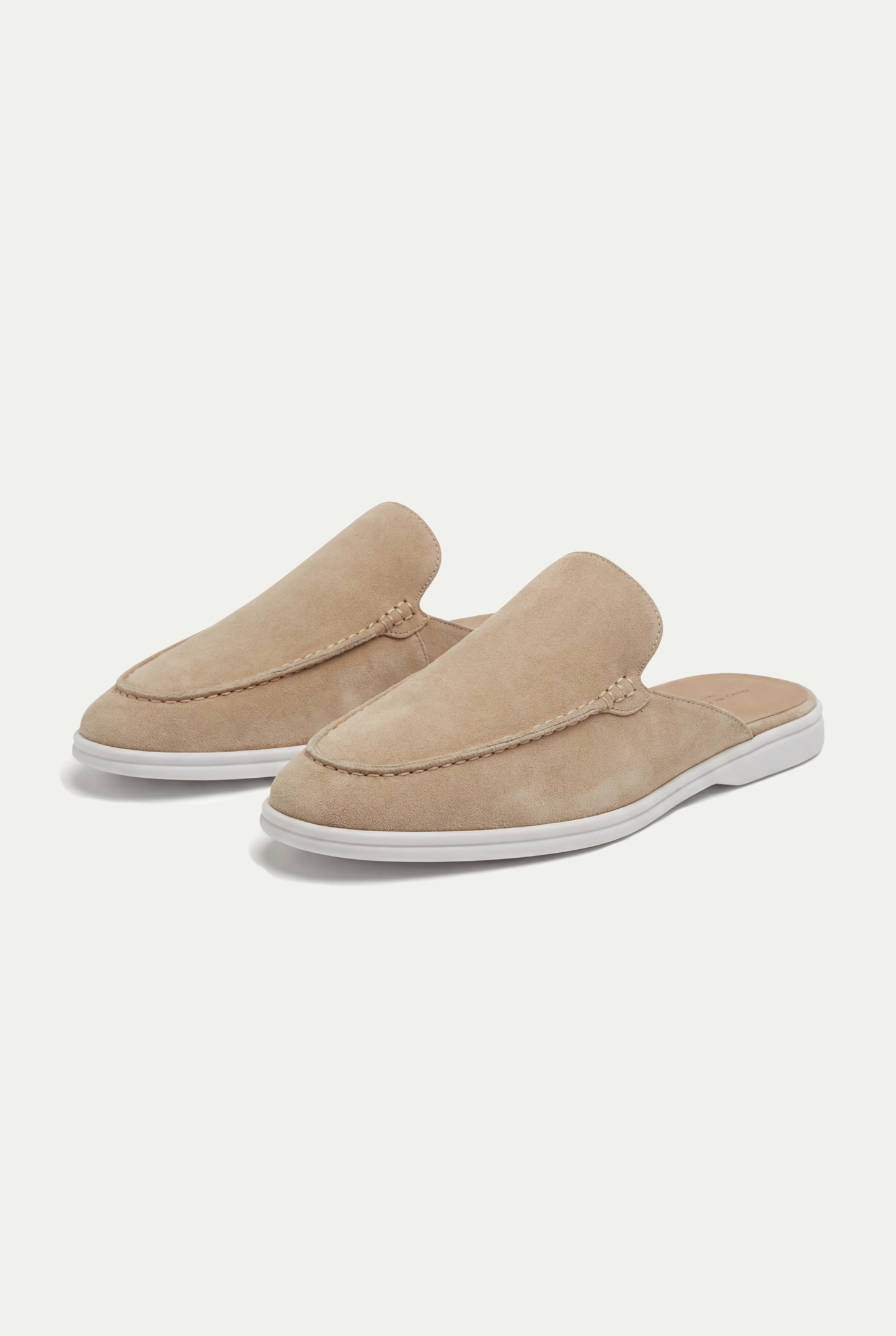 Herren Pantoletten Beige Wildleder Offene Ferse Slip-On Schuhe Atmungsaktive Freizeitschuhe