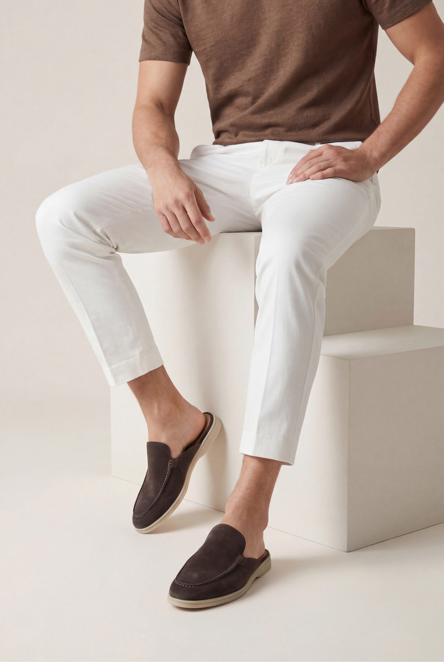 Slip-on Mule braun offen rutschfest mit gepolstertem Innenbereich
